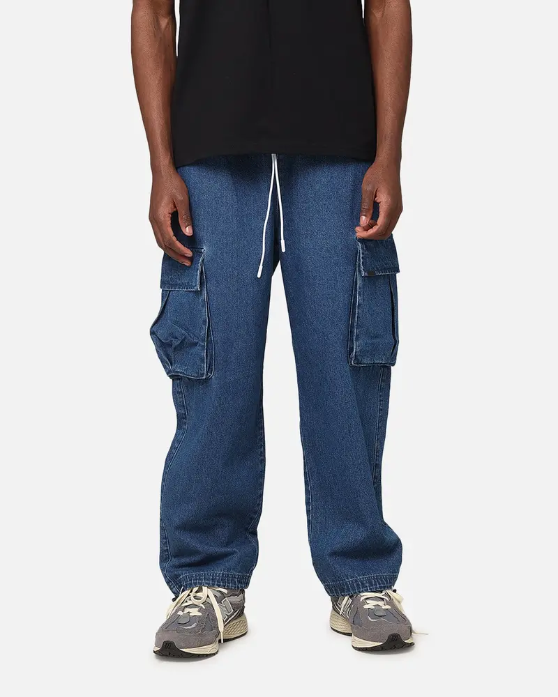 Carre Denim Superior Cargo Joggers Mid Blue Denim 1