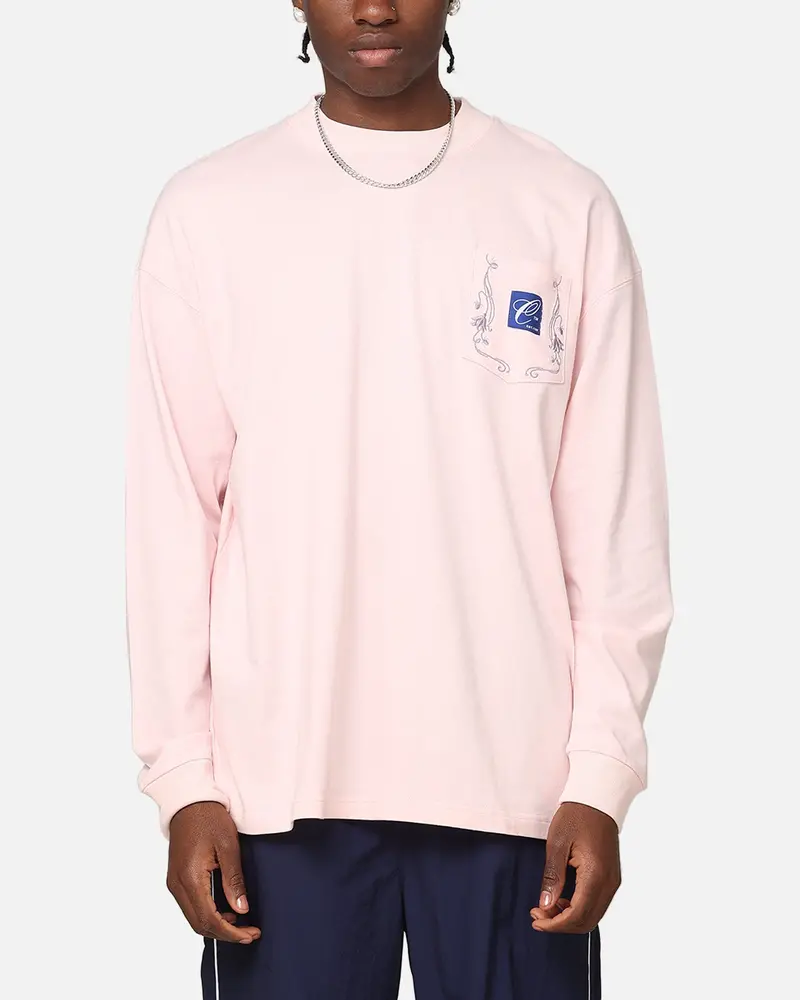 Carre Floral Pocket Oversized Long Sleeve T-Shirt Pink 1