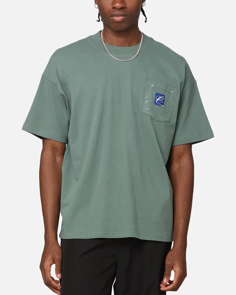 Carre Floral Pocket Oversized T-Shirt Forest Green 1