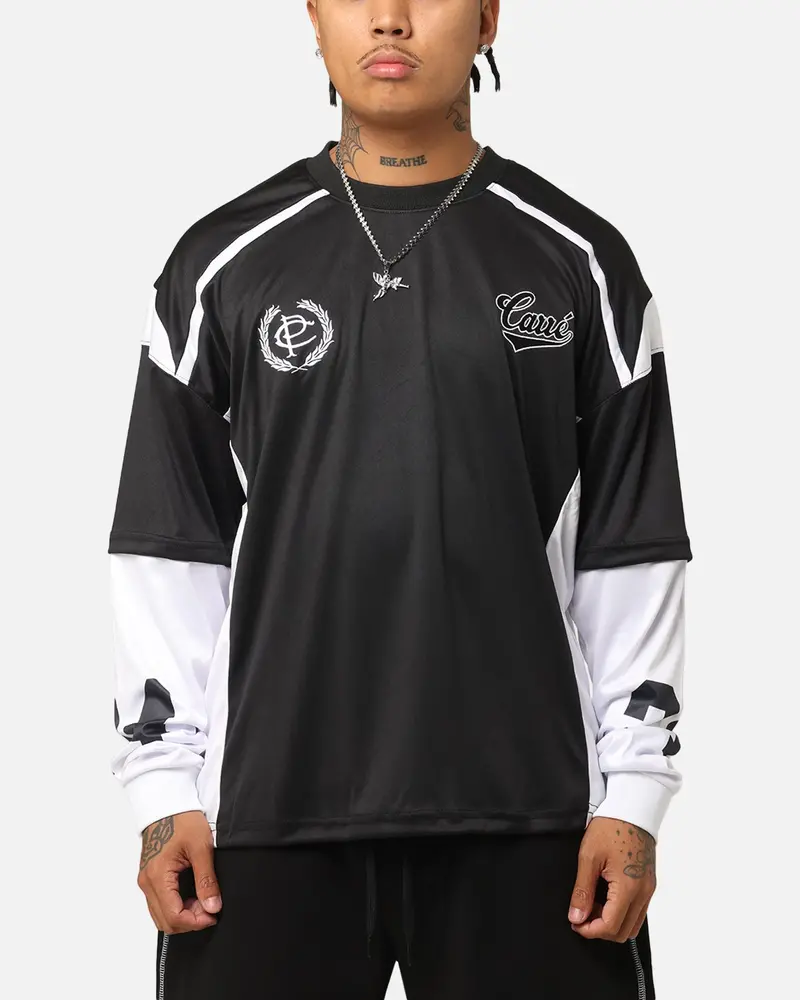 Carre Football Layered Long Sleeve T-Shirt Black/White 1