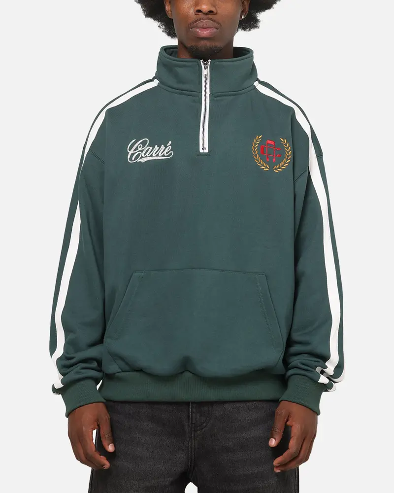 Carre Footie 1/4 Zip Crewneck Green/Off White 1