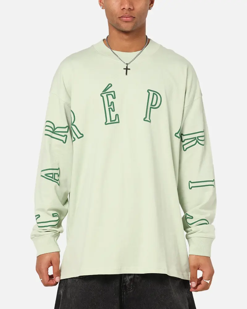 Carre Global Oversized Long Sleeve T-Shirt Sage 1