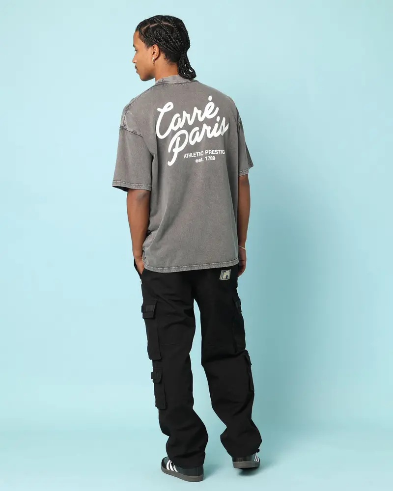 Carré Gorgeous Script Oversized T-Shirt Washed Charcoal 1