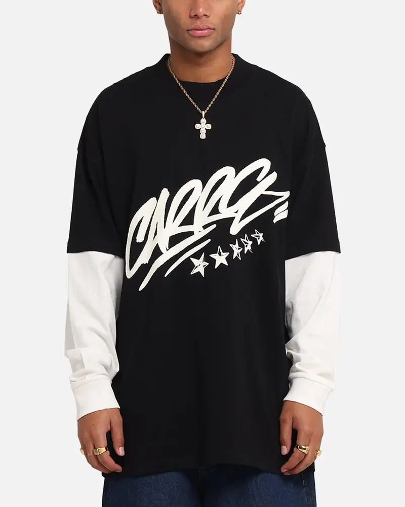 Carre Graffiti Layered Long Sleeve T-Shirt Black/Off White 1