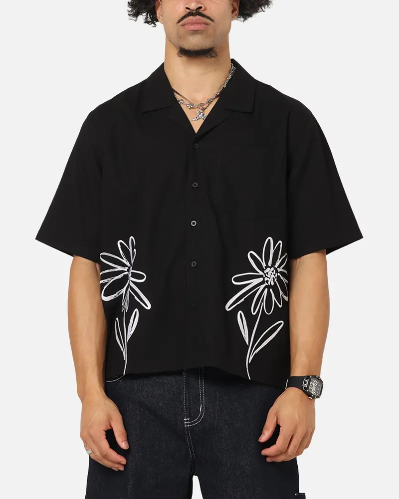 Carre Hand Picked Button Up Shirt Black 1