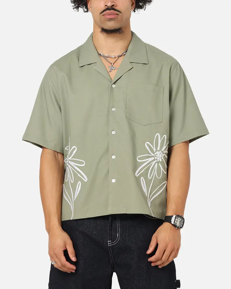 Carre Hand Picked Button Up Shirt Green 1