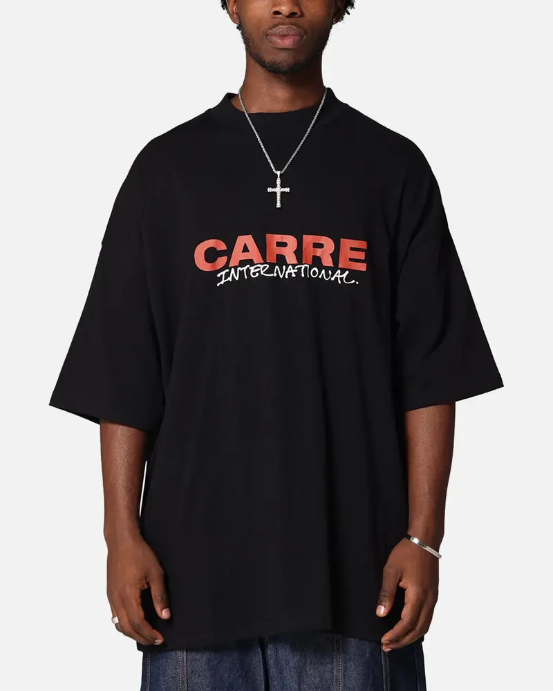 Carre Handdrawn Mock Neck T-Shirt Black 1