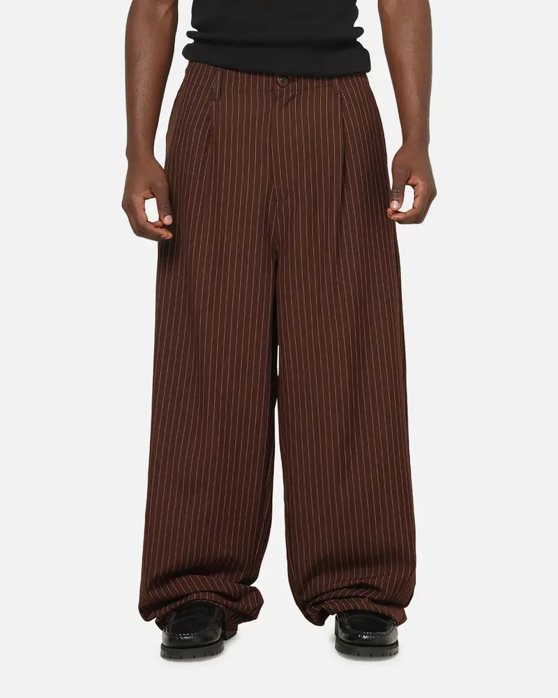 Carre Heritage Pleated Pants Brown Pinstripe 1
