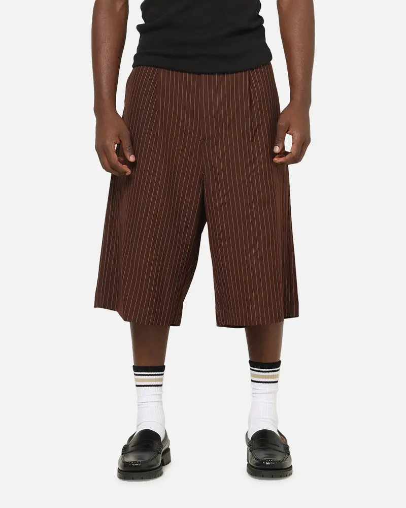 Carre Heritage Pleated Shorts Brown 1