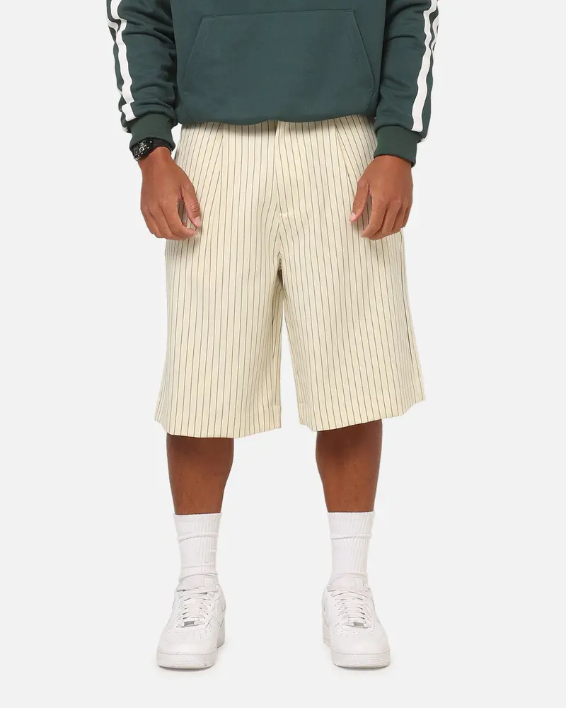 Carre Heritage Pleated Shorts Off White Pinstripe 1