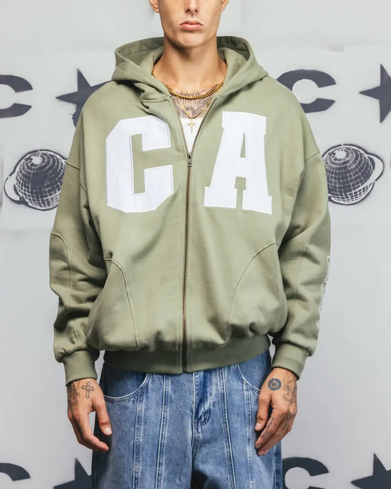 Carre Legacy Panelled Zip Hoodie Green 1