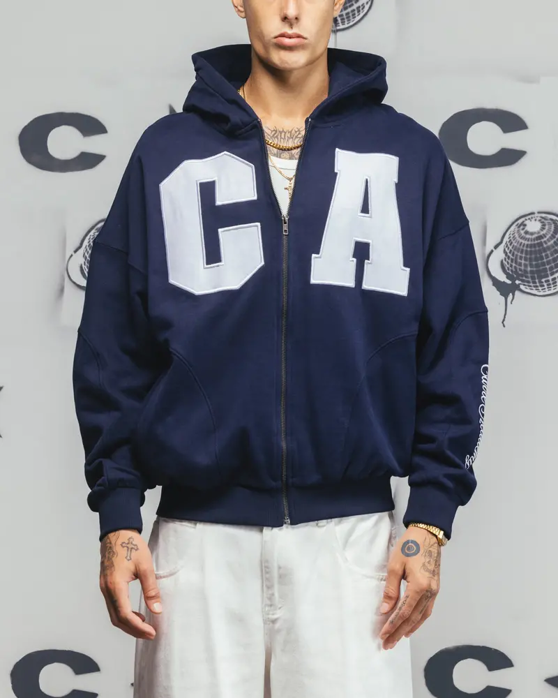 Carre Legacy Panelled Zip Hoodie Navy 1