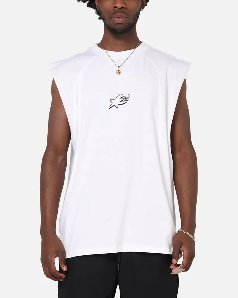 Carre Panelled Muscle T-Shirt White 1