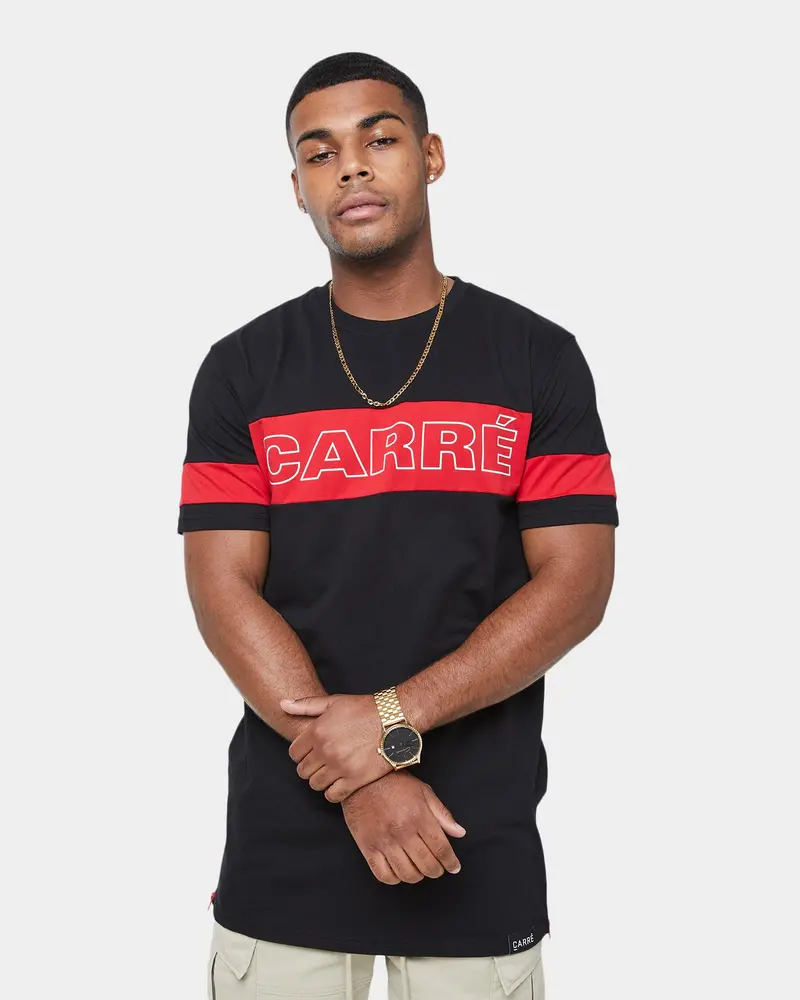 Carré Panneau Short Sleeve T-Shirt Black/Red 1