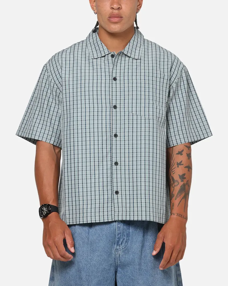 Carre Plaid Button Up Shirt Green-Plaid 1