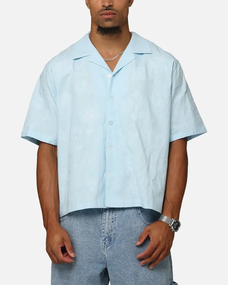 Carre Posy Button Up Shirt Light Blue/White 1