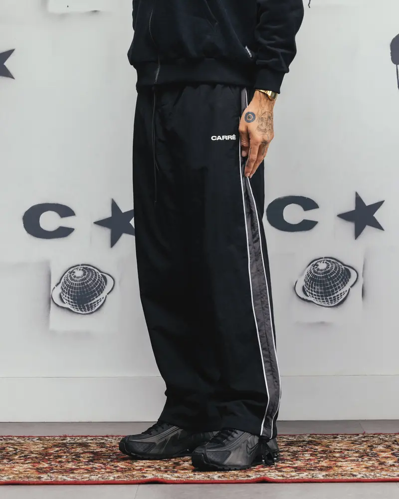 Carre Rally Panelled Nylon Joggers Black 1