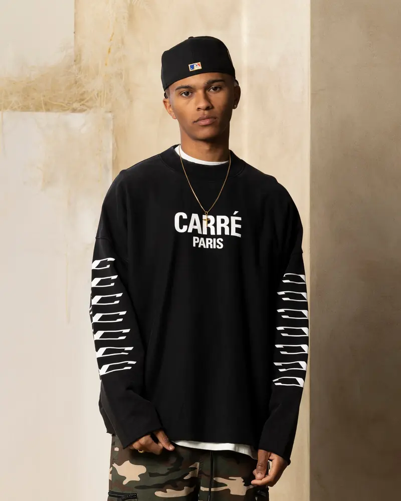 Carre Revolution Cut Off Oversized Crewneck Washed Black 1