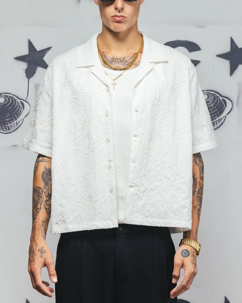 Carre Ripple Button Up Shirt Off White 1
