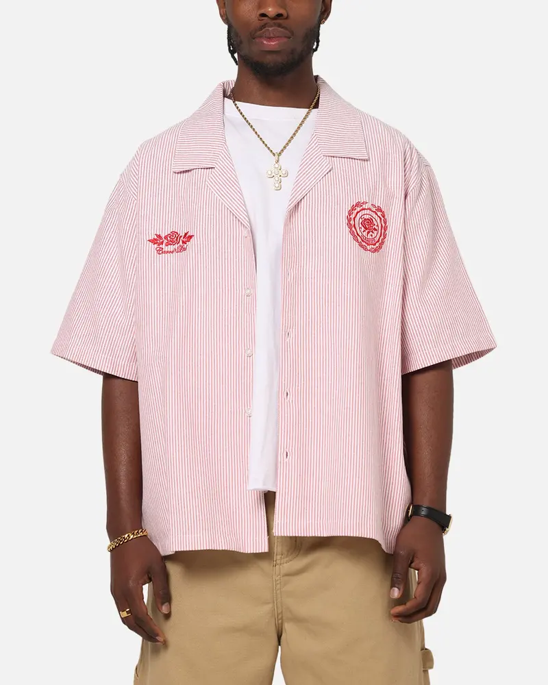 Carre Rose Pinstripe Button Up Shirt Red Stripe 1