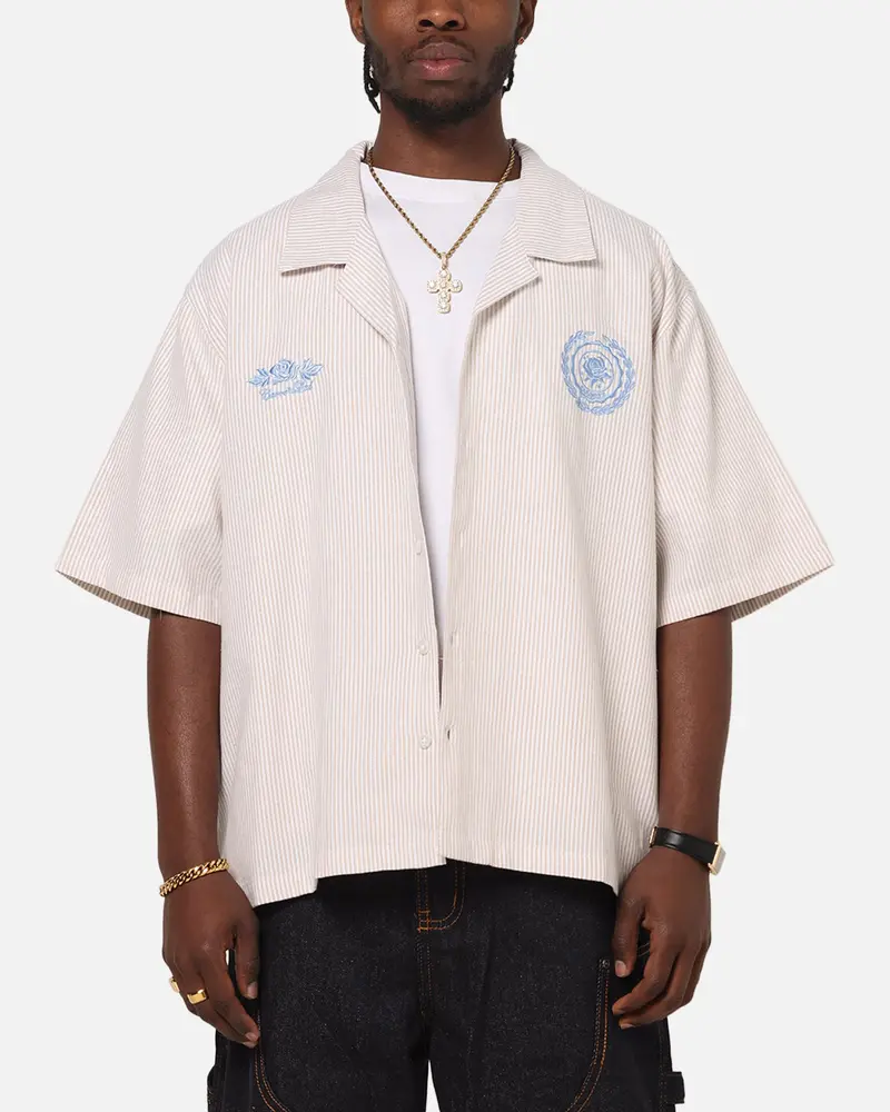 Carre Rose Pinstripe Button Up Shirt Sand 1