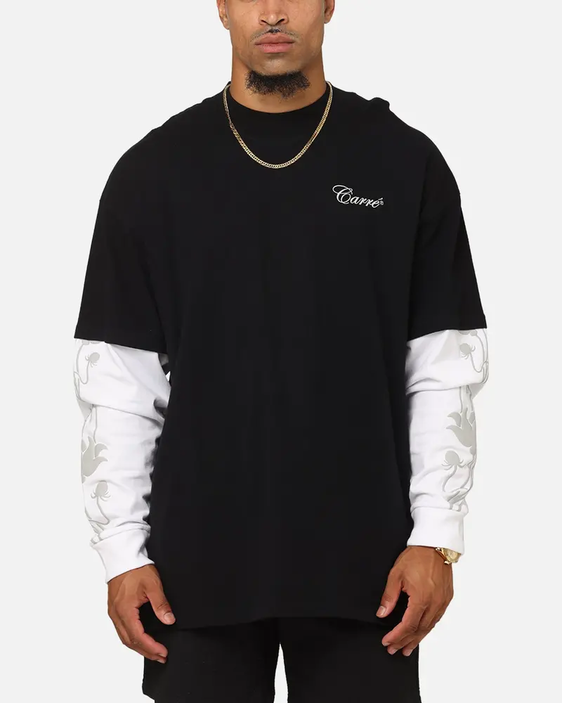 Carre Rosebowl Layered Long Sleeve T-Shirt Black/White 1