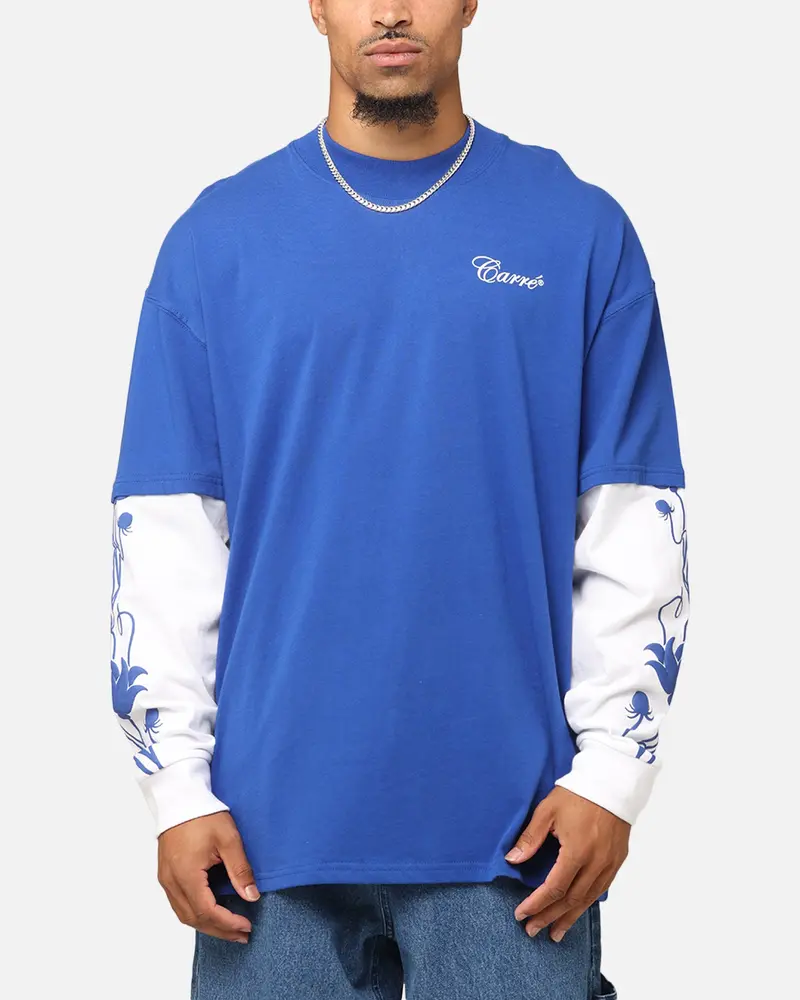 Carre Rosebowl Layered Long Sleeve T-Shirt Royal/White 1