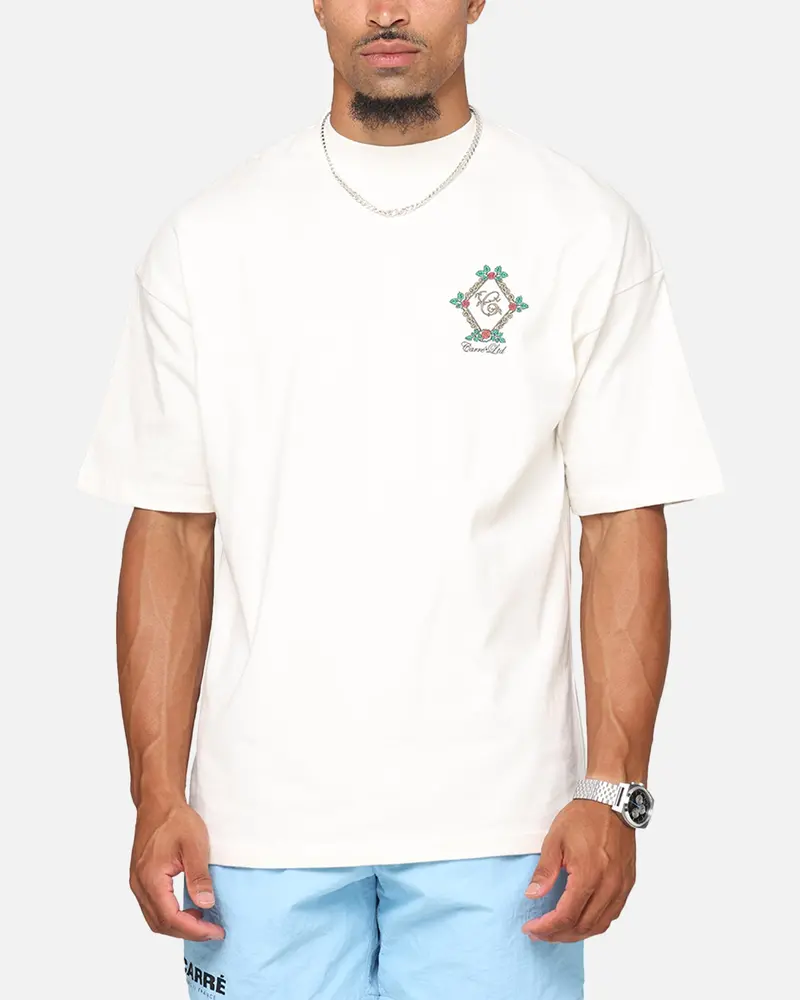 Carre Royal Patch Mock Neck T-Shirt Off White 1