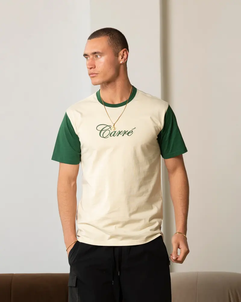Carre Script Two Tone T-Shirt Off White 1