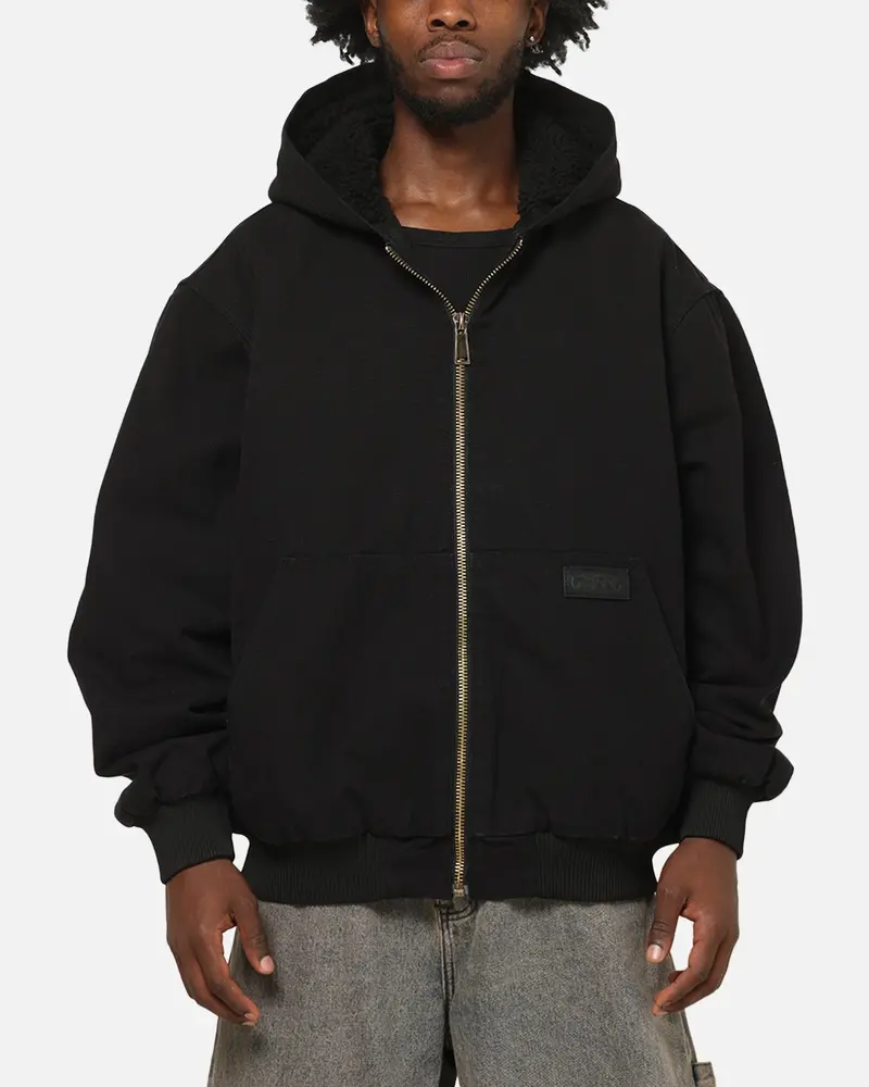 Carre Sherpa Lined Zip Hoodie Black 1