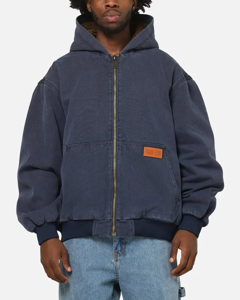 Carre Sherpa Lined Zip Hoodie Navy 1