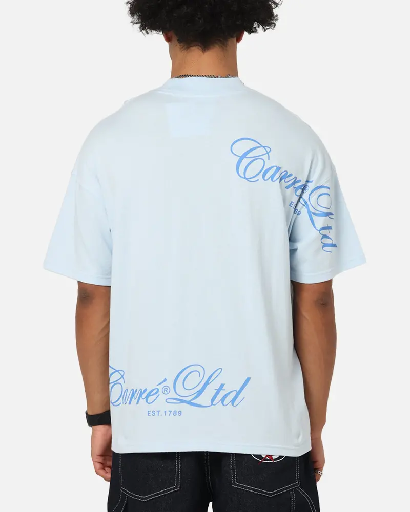 Carre Side Script Oversized T-Shirt Baby Blue 1