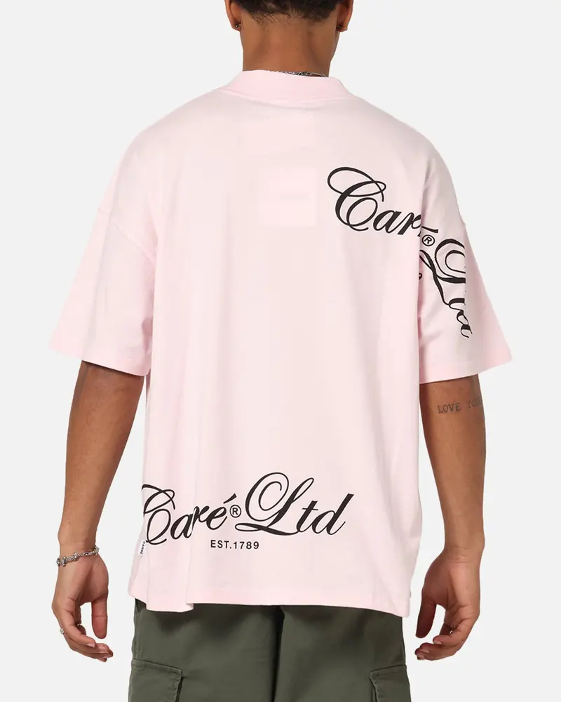 Carre Side Script Oversized T-Shirt Pink 1