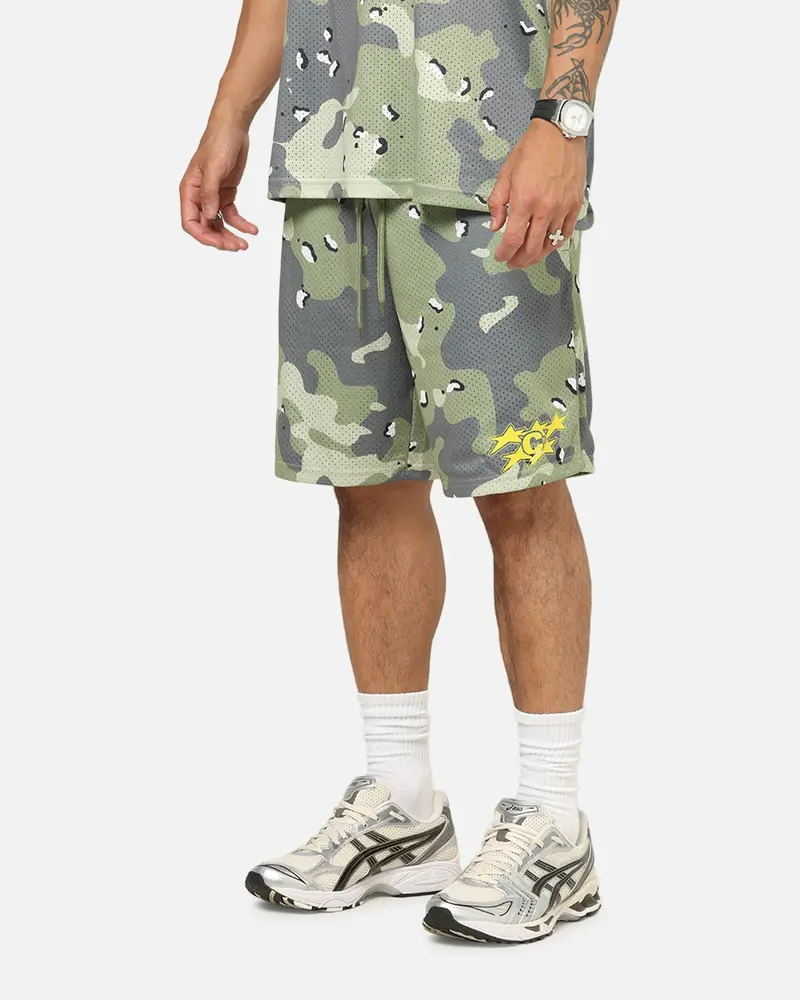 Carre Sideline Basketball Shorts Green Camo 1