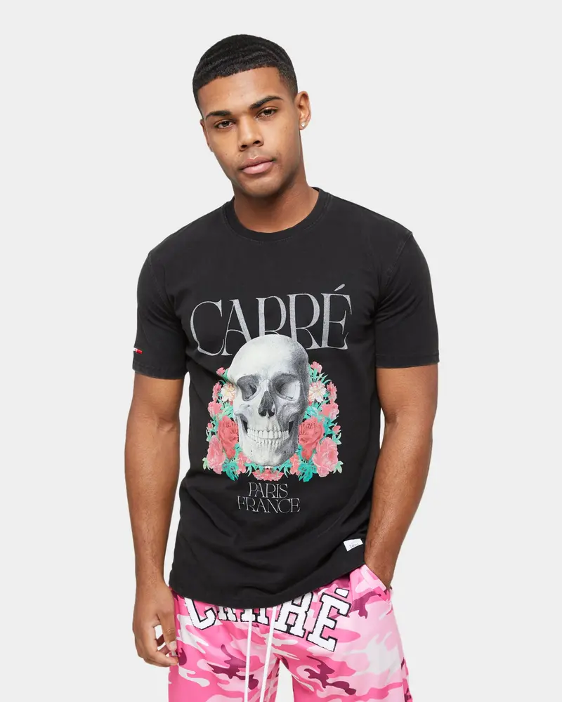 Carre Skull & Rose Vintage T-Shirt Washed Black 1