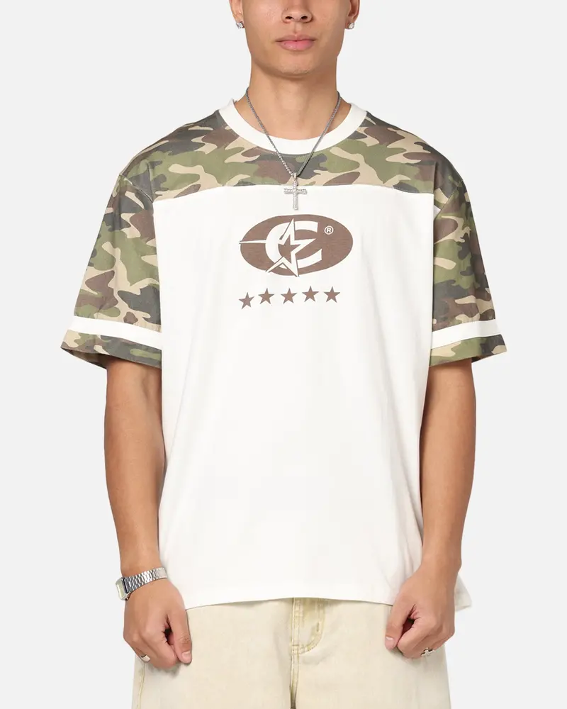 Carre Star Shooter Panelled T-Shirt Off White/Woodland Camo 1