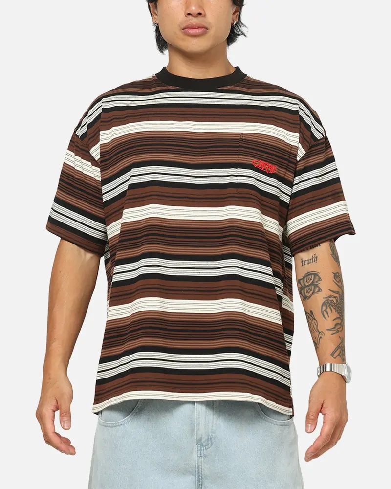 Carre Striped Pocket T-Shirt Brown Stripe 1