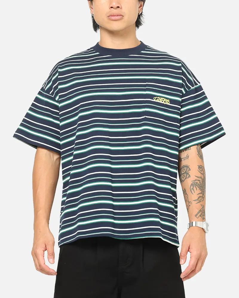 Carre Striped Pocket T-Shirt Navy Stripe 1