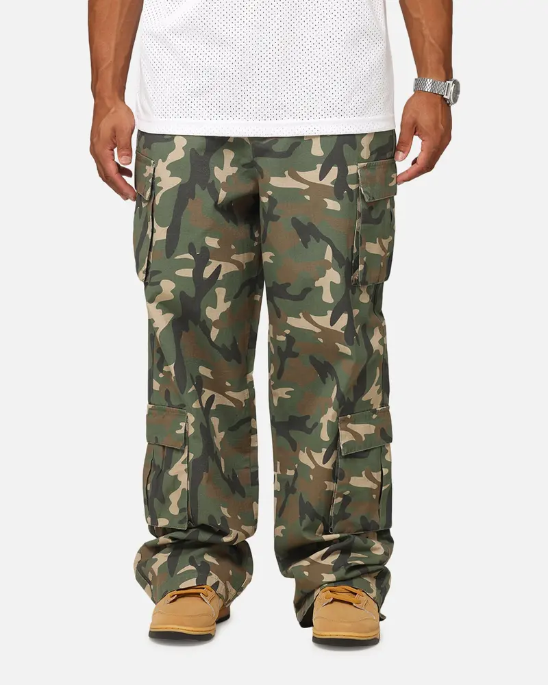 Carre Tactical Baggy Cargo Pants Woodland Camo 1