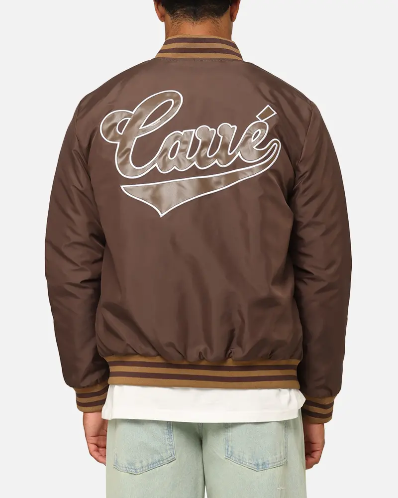 Carre Team Puffer Varsity Jacket Brown 1