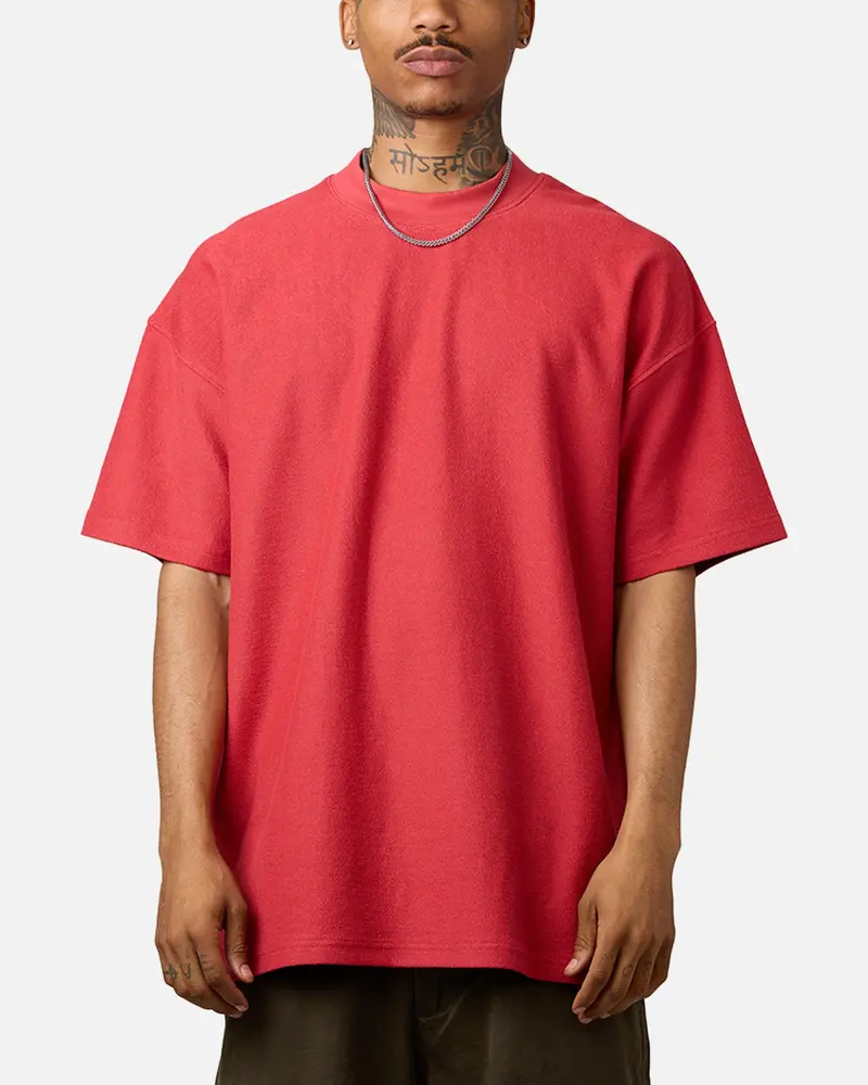 Carre Terry Oversized T-Shirt Red 1