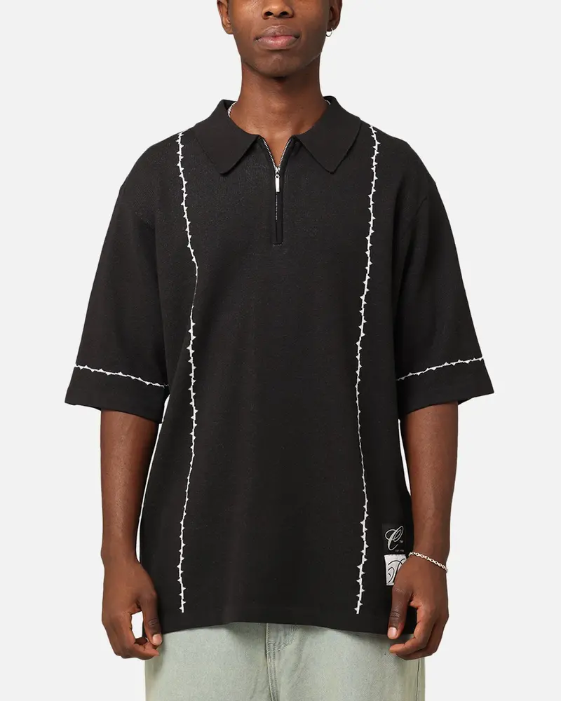 Carré Thorny 1/4 Zip Polo Shirt Black 1