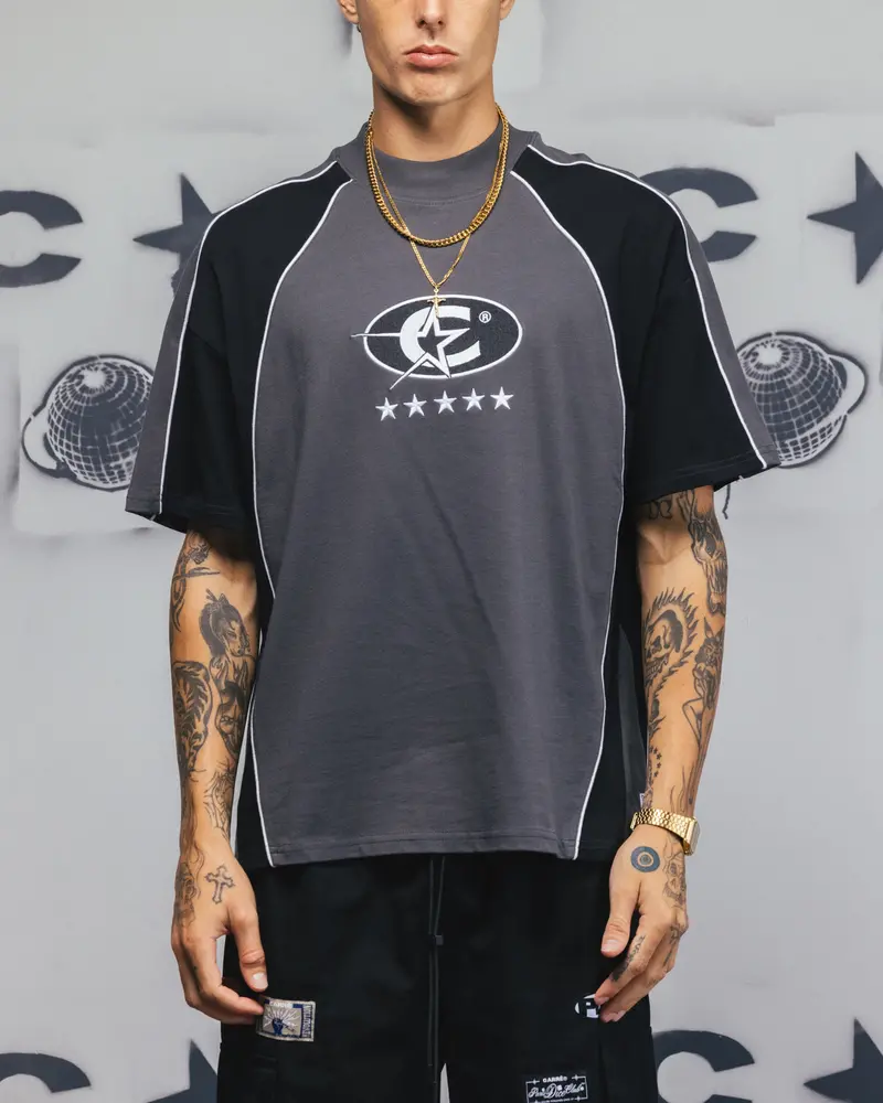 Carre Vortex Panelled T-Shirt Grey/Black 1