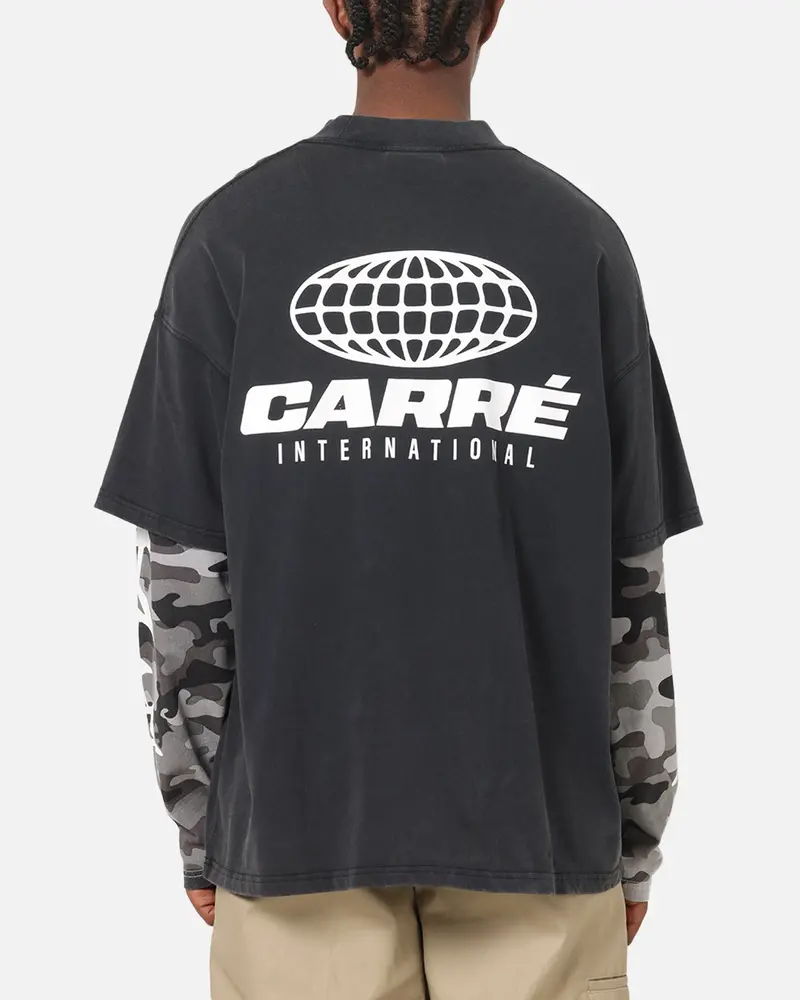 Carre Worldwide Layered Long Sleeve T-Shirt Black/Snow Camo 1