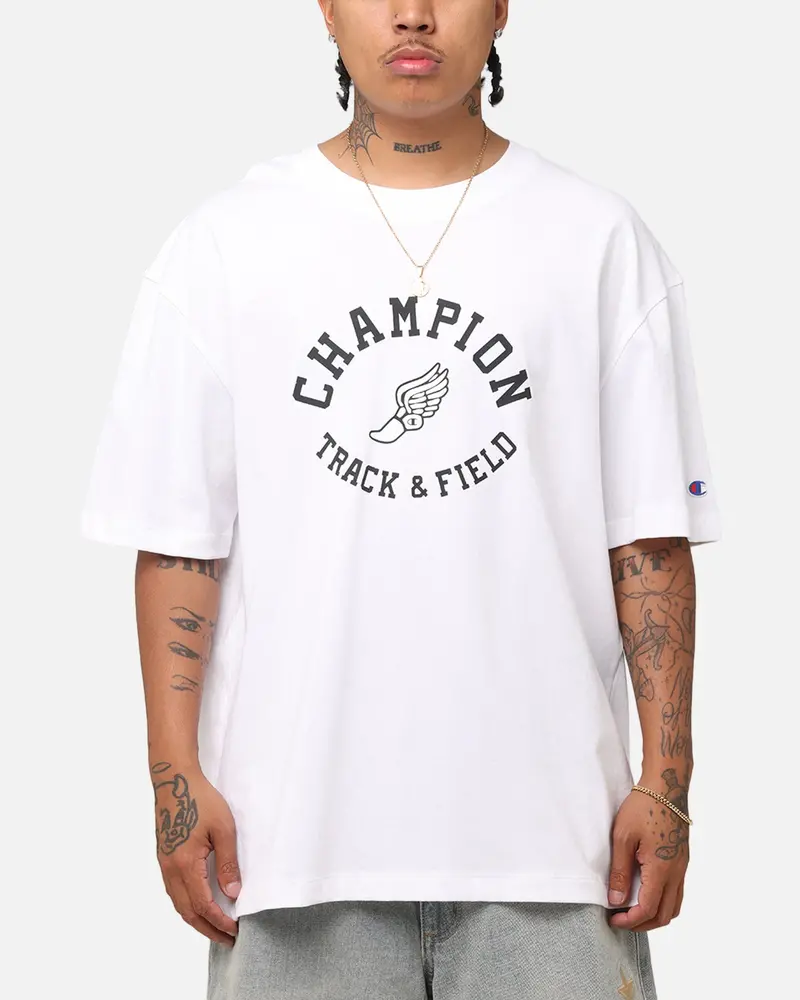 Champion Heritage Collegiate Track And Field T-Shirt White//Black 1