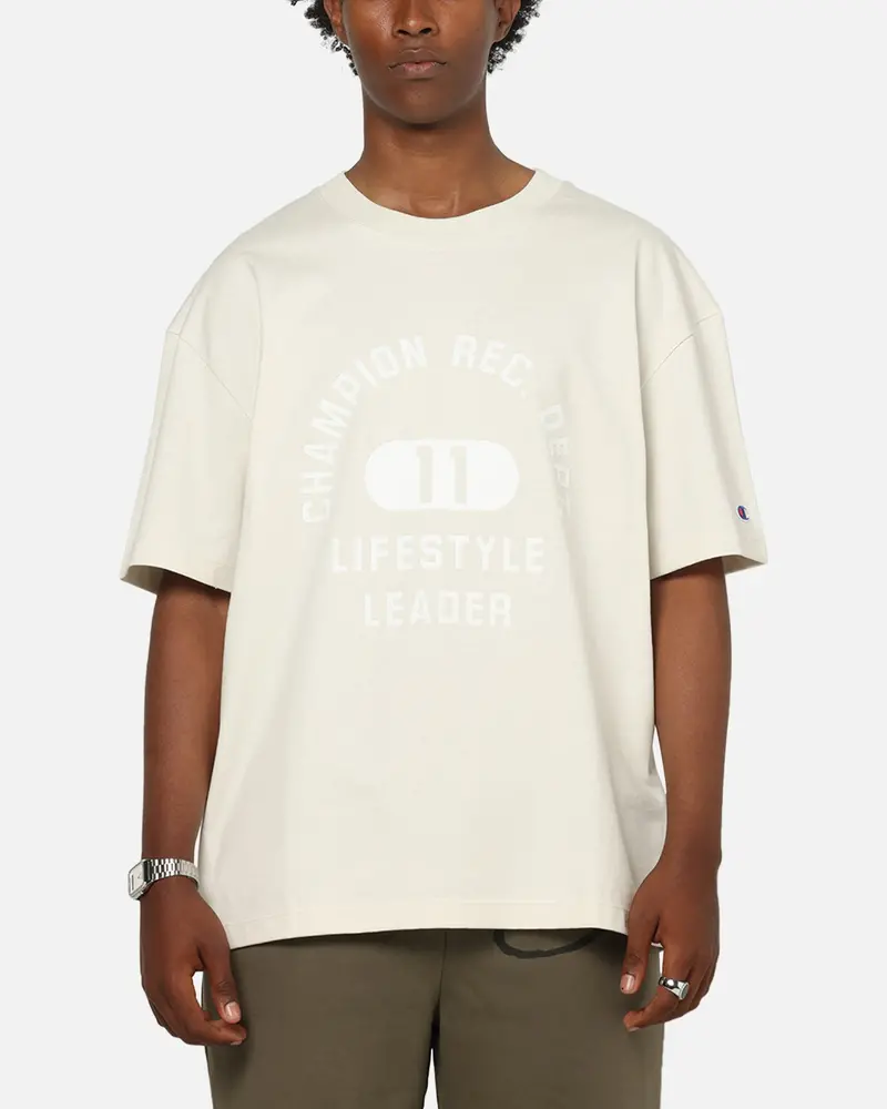 Champion Heritage Flocked Graphic T-Shirt Ivory 1