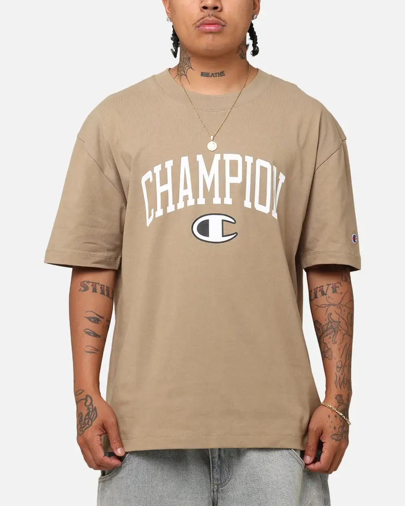 Champion Heritage Varsity Graphic T-Shirt Whole Wheat Khaki 1