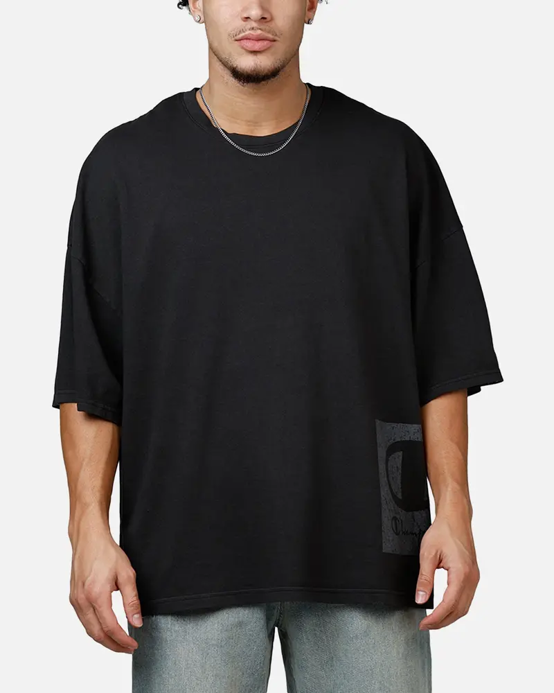 Champion Mega Jocktag Scrip T-Shirt Black 1