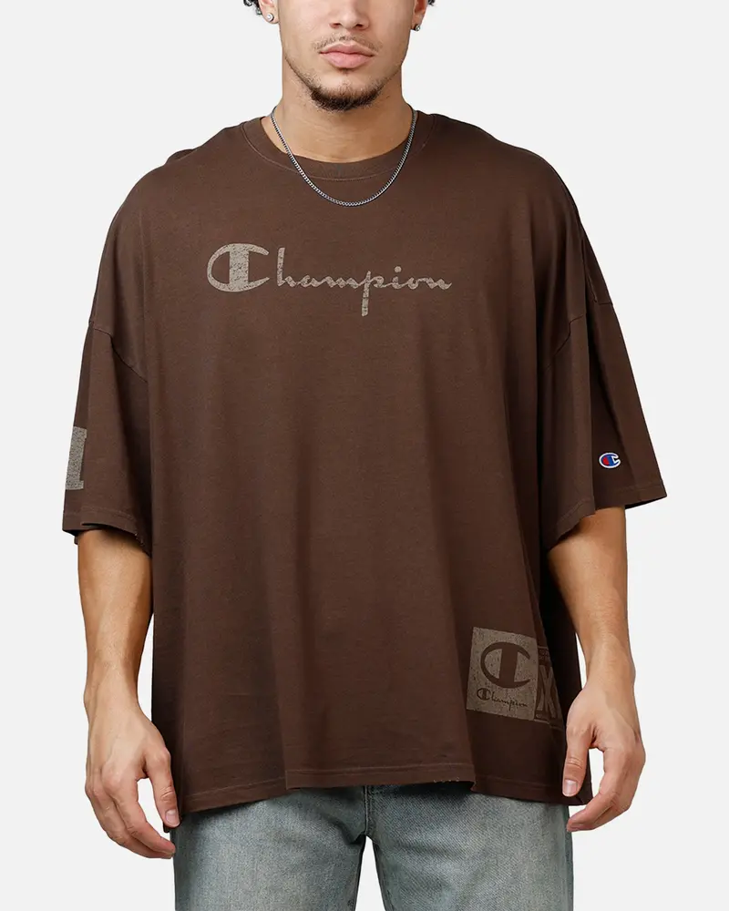 Champion Mega Jocktag Scrip T-Shirt Chocolate 1
