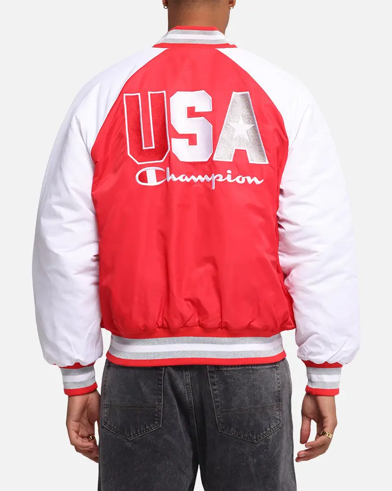 Champion Rebel Usa Letterman Jacket Red Spark Csi 1